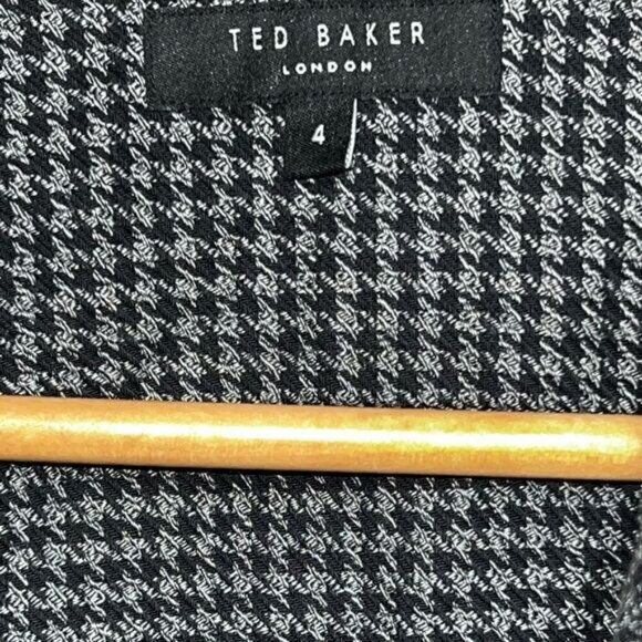 NWOT Ted Baker London Dekker Houndstooth Button Front Shirt Sz 4 L - Picture 8 of 10